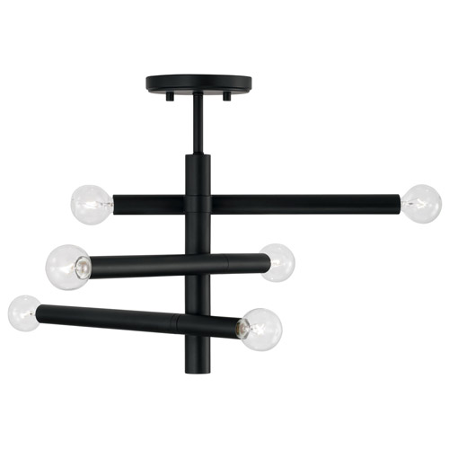 Zane Collection 6-Light LED or Incandescent Semi Flush Mount in Matte Black 251261AD