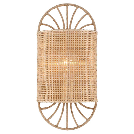 Shawnee Collection 1-Light Wall Sconce in Warm Brass with Woven Rattan Textured Shade Savoy House 9-1413-1-322
