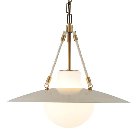 Waverly Collection 1-Light Pendant in Pearl White with Metal Shade and Natural Cotton Rope Accent Alora PD319722PW
